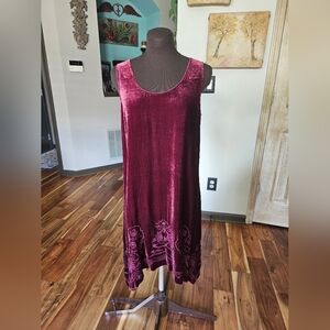 JOHNNY WAS - Burgundy Velvet Sleevless Dress